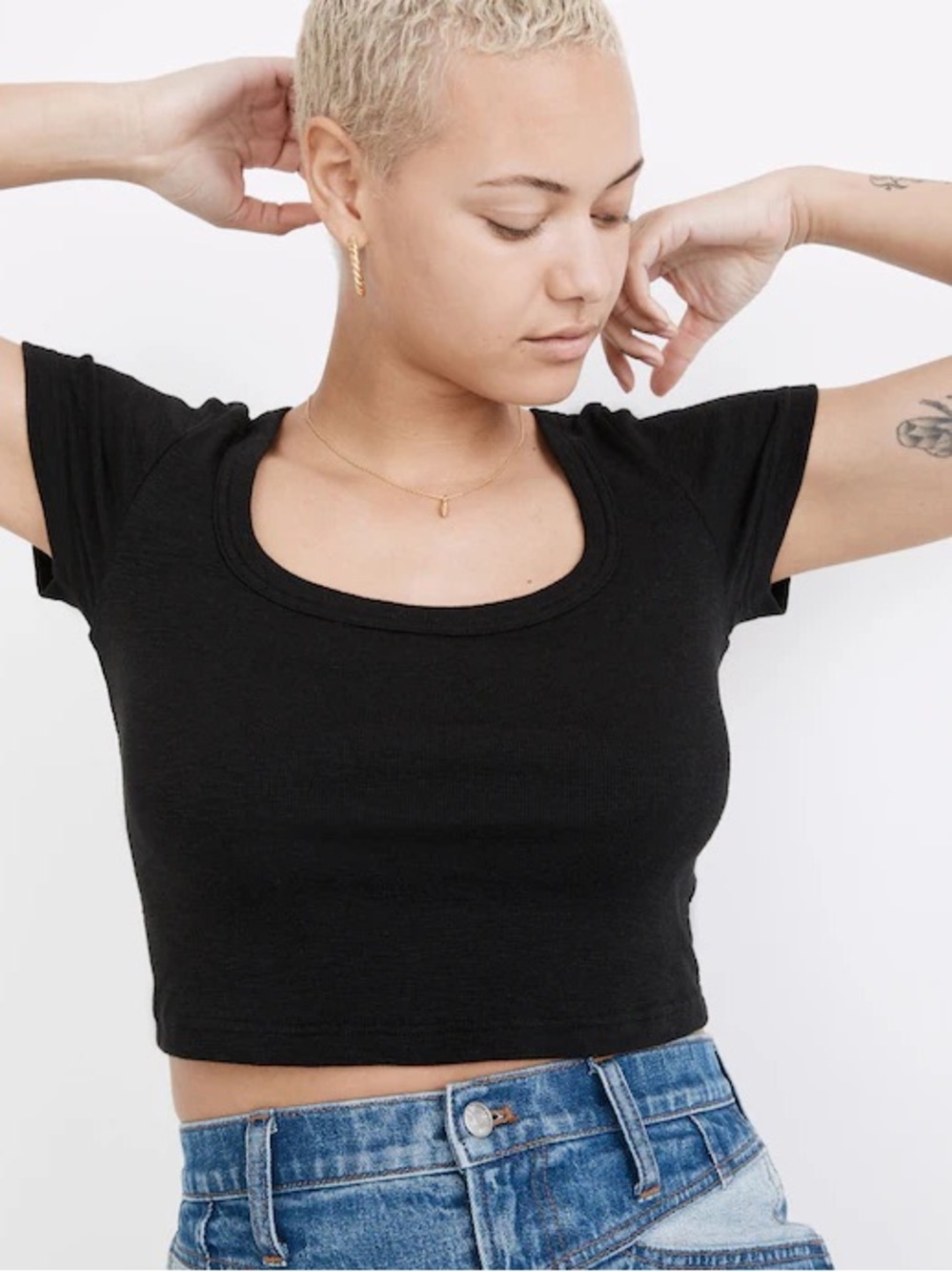 Madewell Westville Crop Tee in Black Size M NWT